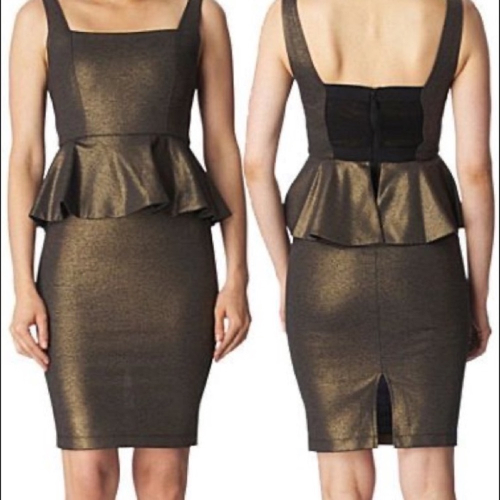 Alice & Olivia peplum metallic dress